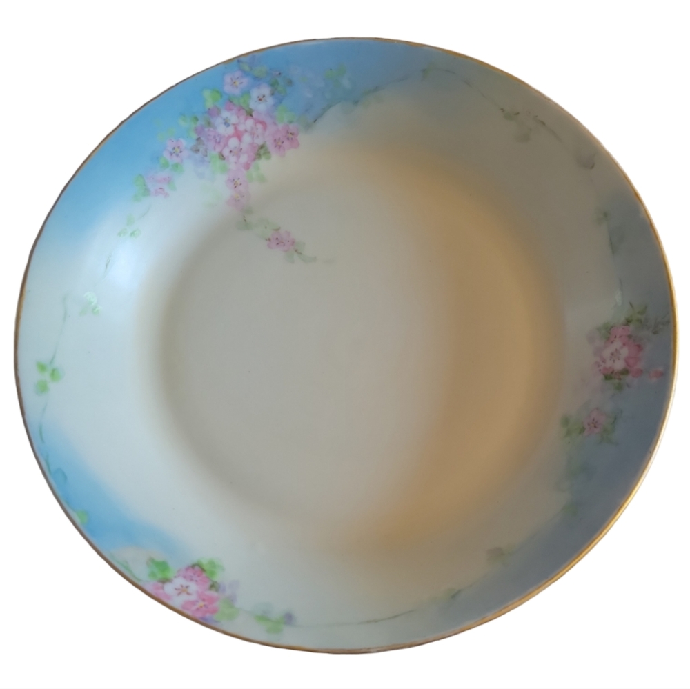 Vtg 1925-1939 Hutschenreuther Bavarian Porcelain Gold Rim Soup Salad Bowl Dish